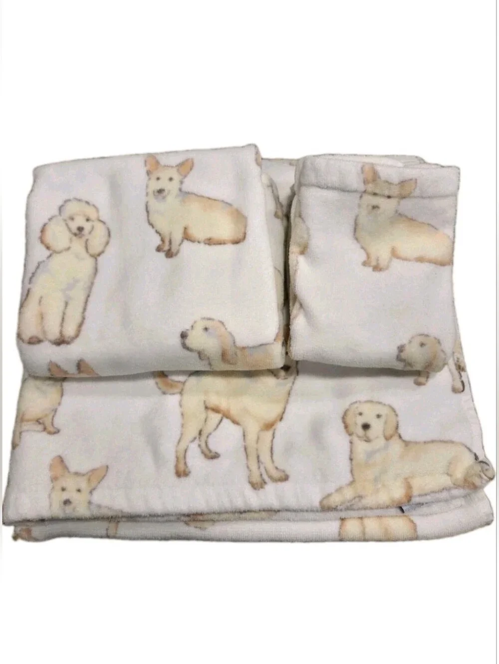 tt & LOLA Varied Dogs in Watercolor Towel Set Velour Bath Handtowel Washcloths